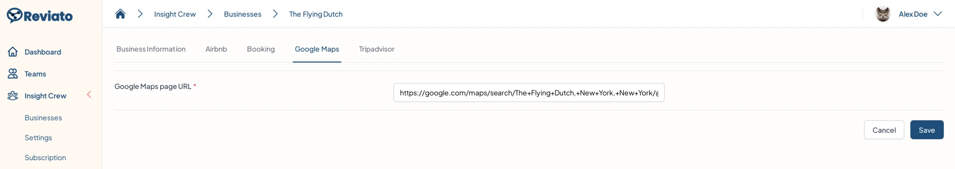 Reviato Setup Screenshot: Connect Review Platforms