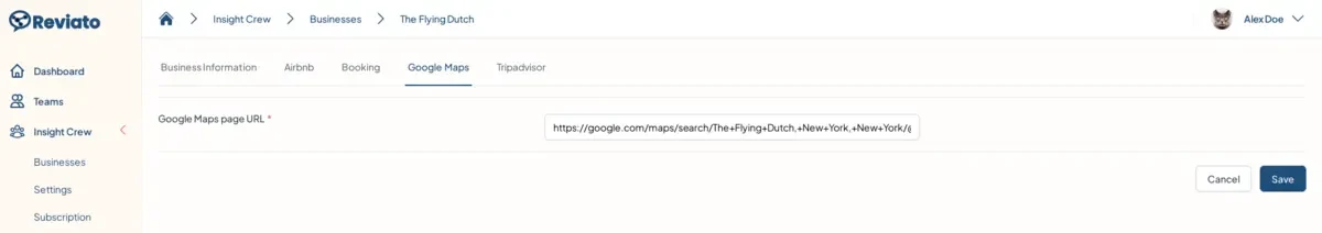 Reviato Setup Screenshot: Connect Review Platforms