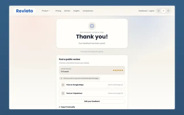 Review redirect options after a saved appraisal