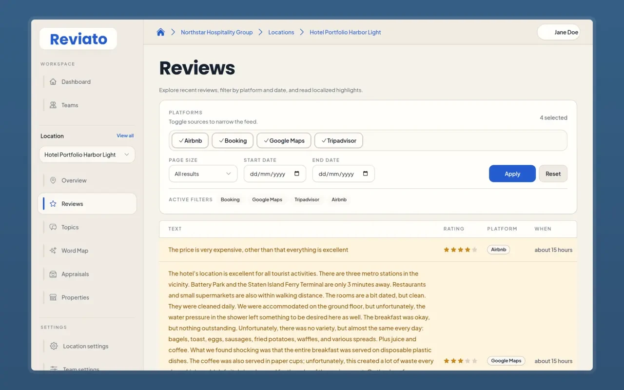 Unified review inbox across sources