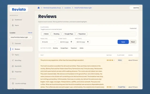 Unified review inbox across sources