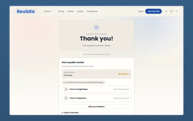 Customer-controlled review sharing step